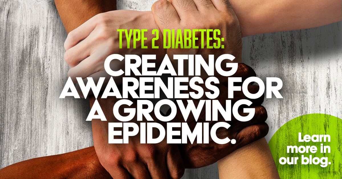 Group of hands locked together for type 2 diabetes